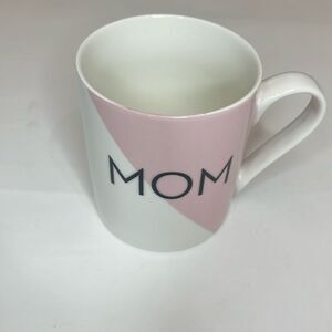 Hazel & Co Mom Coffee Tea Mug Cup Pink White Large 2 1/2 Cups Porcelain Ceramic